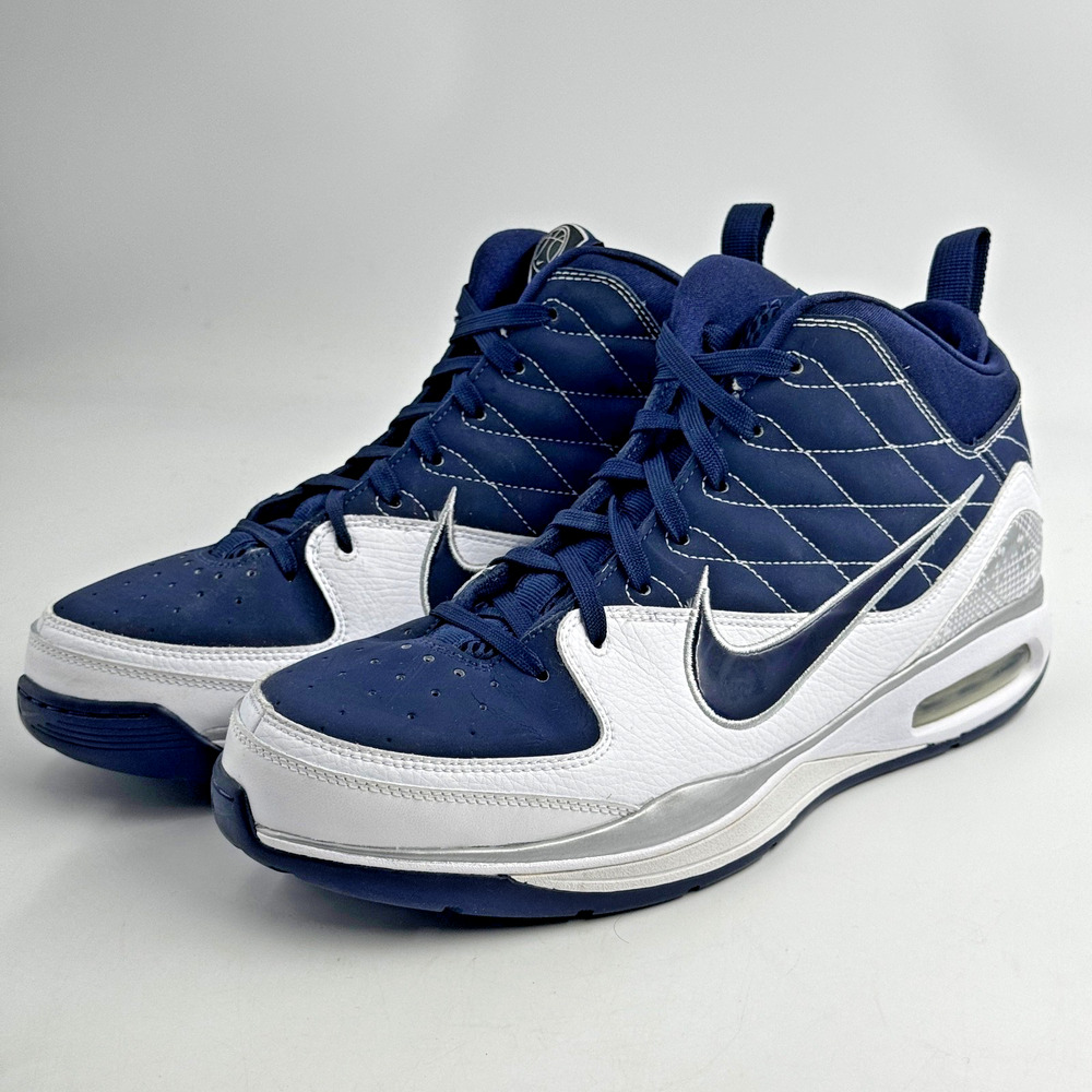 NIKE Dunk High WOMENS Size 12 Basketball Team Shoes 367191-142 Navy White EX CON